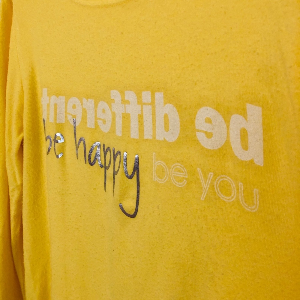 Yellow “be different” Peace Love World sweatshirt